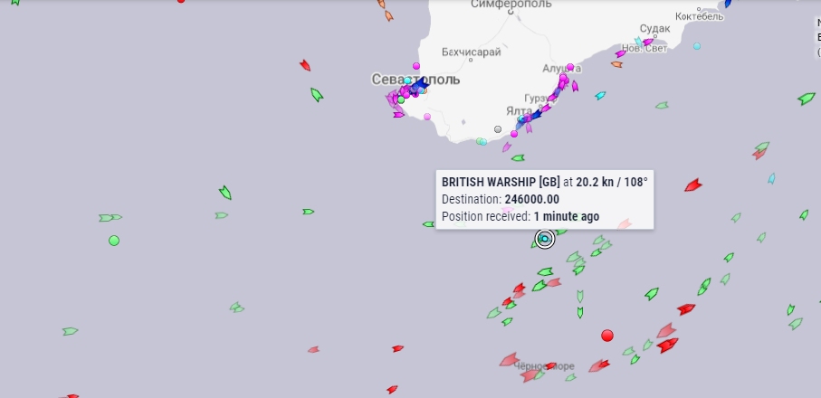 карта море черное эсминец HMS Defender вмф чф 